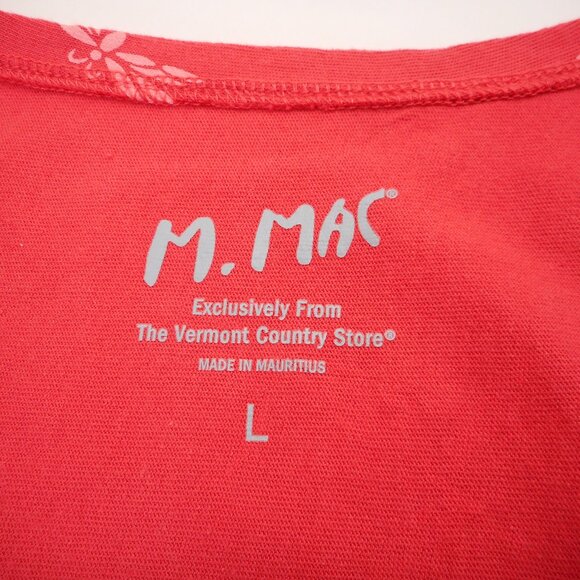 M Mac Vermont Country Store Women's size L Dragonfly Print Top Coral Red - Picture 6 of 10
